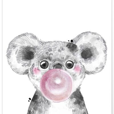 Affiche "Bulle de Koala Rose"