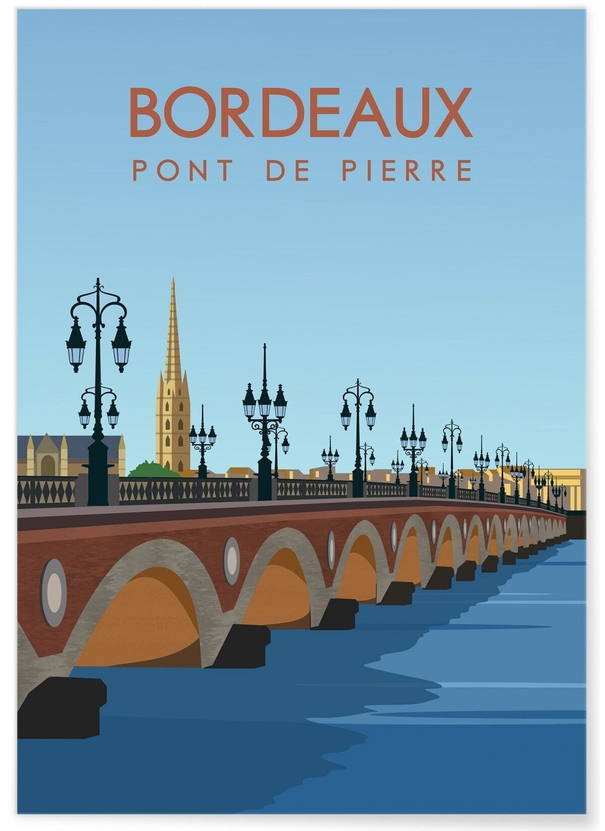 Illustratives Plakat der Stadt Bordeaux: die Steinerne Brücke