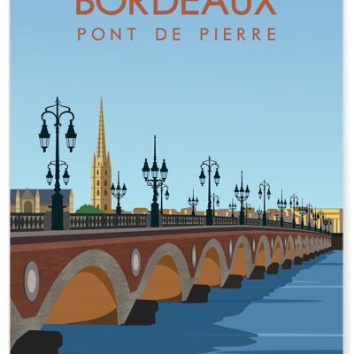 Cartel ilustrativo de la ciudad de Burdeos: el Puente de Piedra