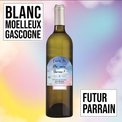 Vin cadeau "Parrain"- IGP - Côtes de Gascogne Grand manseng blanc moelleux 75cl