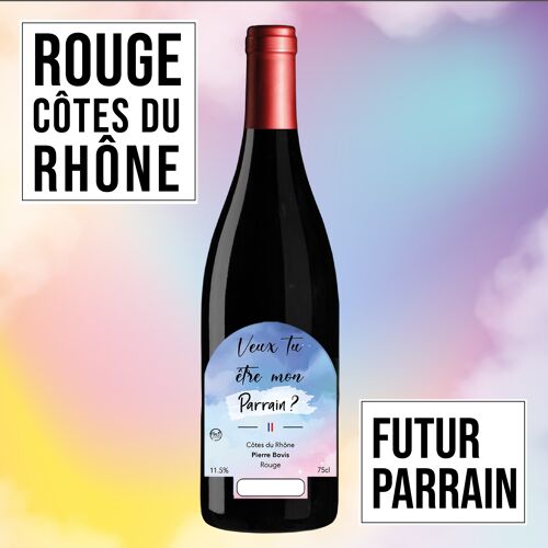 Vin cadeau "Parrain" - AOC Côtes du Rhône ROUGE 75cl