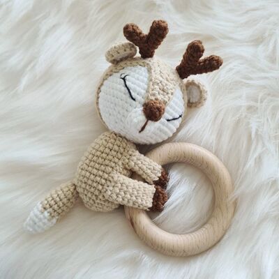 Bambi fawn baby rattle