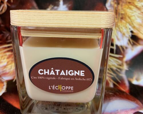 BOUGIE PARFUMEE CIRE 100 % VEGETALE SOJA  8X8  190 g CHATAIGNE