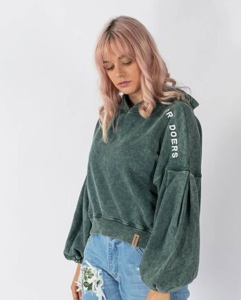 Sweat à capuche Washed - Vert 3