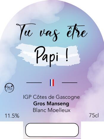 Vin cadeau "Papi"- IGP - Côtes de Gascogne Grand manseng blanc moelleux 75cl 2
