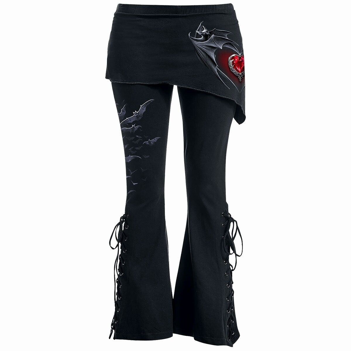 BAT'S HEART - Leggings Boot-Cut 2in1 con microgonna inclinata