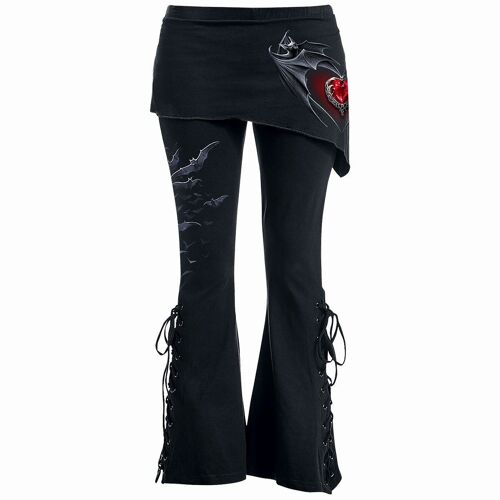 BAT'S HEART - 2In1 Boot-Cut Leggings With Micro Slant Skirt