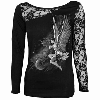 LUCID DREAMS - One-Shoulder-Spitzentop Schwarz