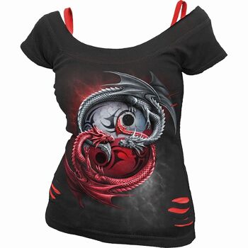 INFINITY DRAGONS - 2In1 Rouge Déchiré Top Noir 2