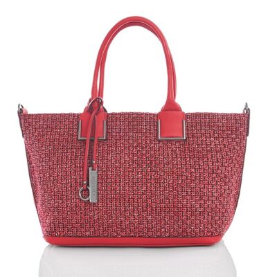 Red textured shopper bag