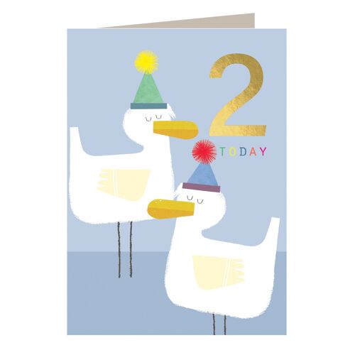 JES02 Gold Foiled Ducklings 2nd Birthday Card