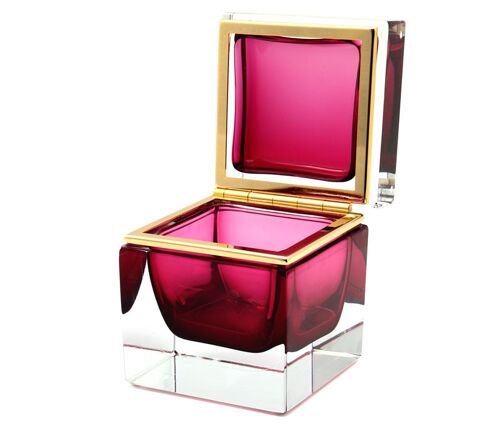 Quadrato, scatola decorativa portagioielli in vetro di Murano