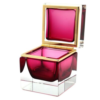 Quadrato, scatola decorativa portagioielli in vetro di Murano