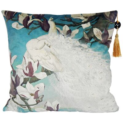 White Peacock Cushion Cover