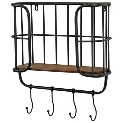 Wall Cage Shelf & Hooks