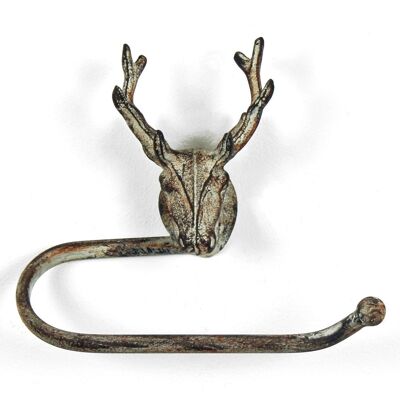 Stag's Head Loo Roll Holder, Grey