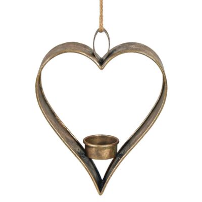 Hanging Heart Candle Holder, Gold