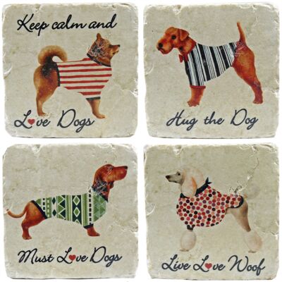 Dogs in Coats Coasters S/4