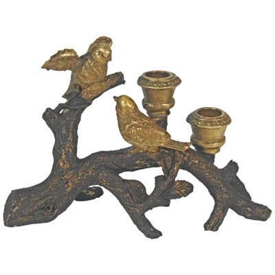 Birds on Branch Candle Holders, Gold