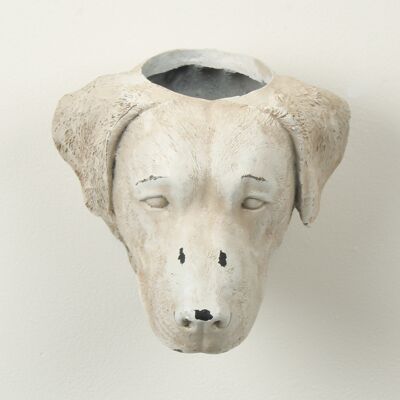 dog head wall planter cream