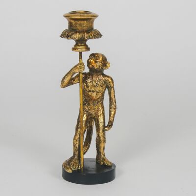 Monkey & Lantern Candle Holder gold