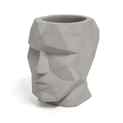 Pencil holder, The Head, gray, cement