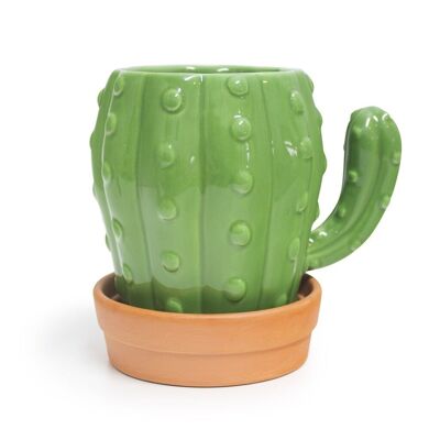 Becher, Kaktus, 450 ml, mit Griff, Keramik
