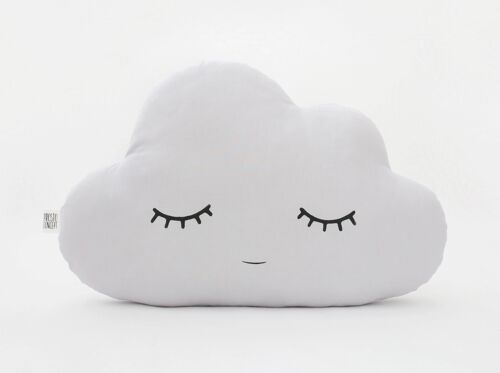 Light Gray Cloud Cushion - Sleepy (eyes down)