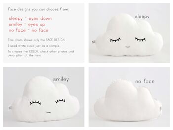 Coussin Nuage Gris Clair - Smiley (les yeux levés) 3