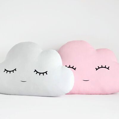 Light Gray Cloud Cushion - Smiley (eyes up)