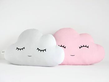 Coussin Nuage Gris Clair - Smiley (les yeux levés) 1