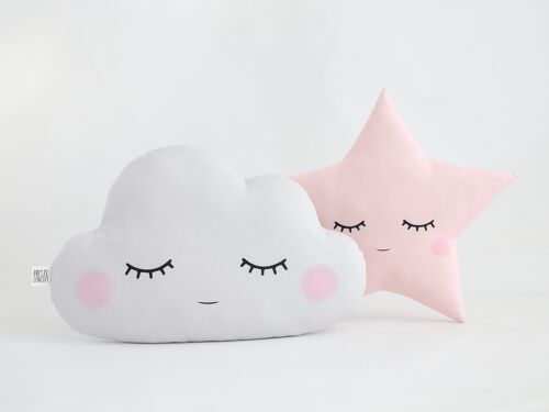 Light Gray Cloud Cushion - Sleepy With Cheeks