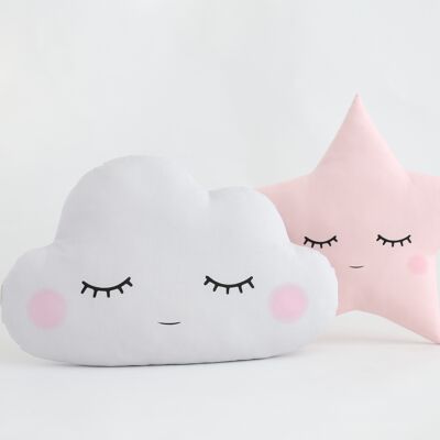 Light Gray Cloud Cushion - Sleepy With Cheeks