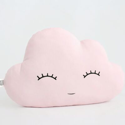 Pale Pink Cloud Cushion - Smiley (eyes up)