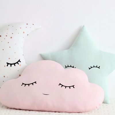 Cuscino nuvola rosa pallido - Sleepy (occhi in giù)