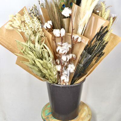Mélange de fleurs séchées - 15 variétés - noir/blanc