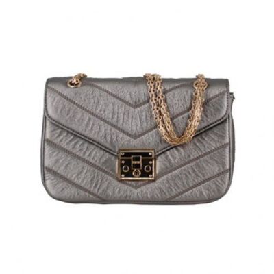 Bolso acolchado con cadenas grey