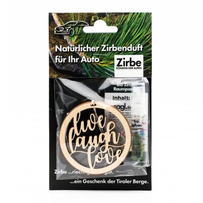 Natürlicher Autoduft aus Zirbe Live Laugh Love