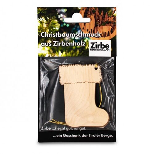 Christbaumschmuck aus Zirbe Stiefel