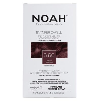 NOAH – 6.66 Teinture Capillaire Permanente- BRUN FONCE ROUGE 140ML