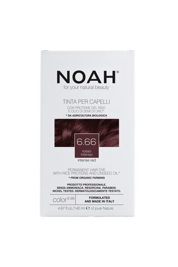 NOAH – 6.66 Teinture Capillaire Permanente- BRUN FONCE ROUGE 140ML