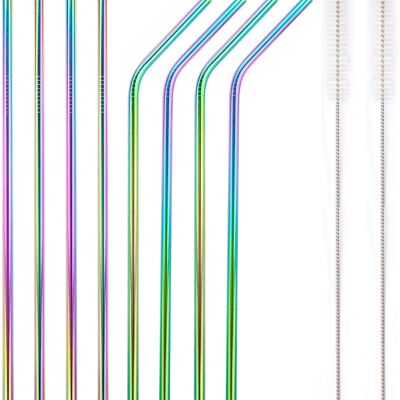 Rainbow Bosh. Reusable Metallic Drinking Straw - Pack of 8