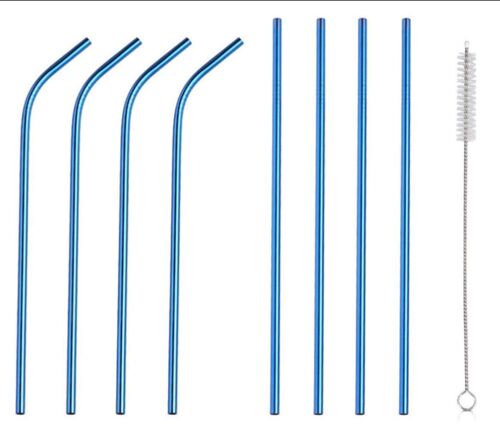 Blue Bosh. Reusable Metallic Drinking Straw - Pack of 8