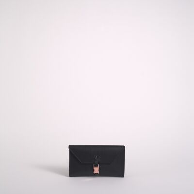 Tobacco Wallet Negro / Broche Rosa Metálico
