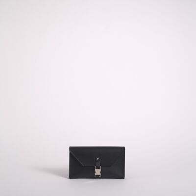 Tobacco Wallet Negro / Broche Plateado Metálico