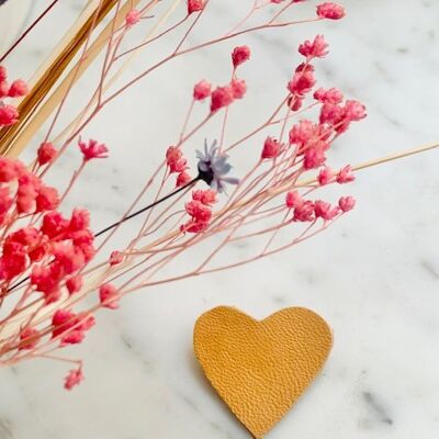 mustard heart brooch