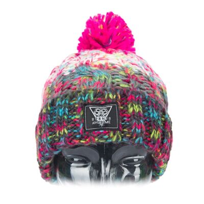 Gorro de punto con pompón "Pink Vulcano"