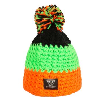 Bonnet à Pompon Tricoté "Killer Orange"