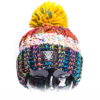 Gorro de punto con pompón "Mostaza dulce"