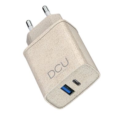 Eco friendly charger usb-c pd20w + usb qc 3.0 18w DCU Tecnologic